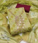 Women's light green woven jacquard dress material