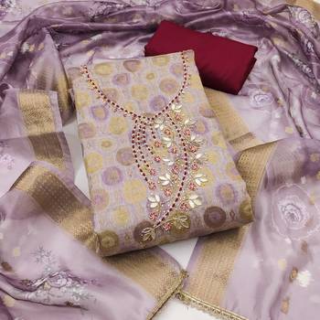  levender woven handwork jacquard dress material 1
