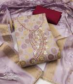 Women's levender woven handwork jacquard dress material