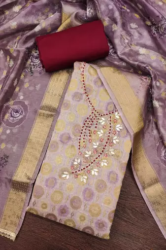  levender woven handwork jacquard dress material