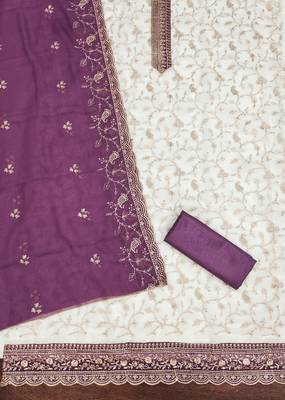  white embroidery georgette dress material 2