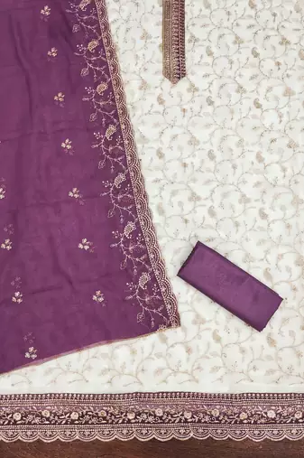  white embroidery georgette dress material