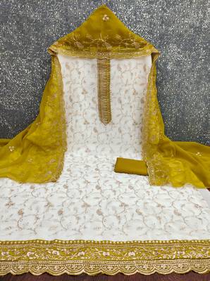  white embroidery georgette dress material 3