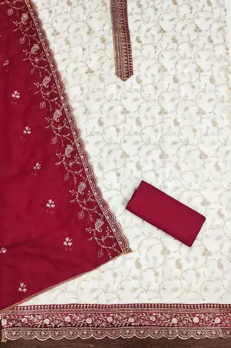  white embroidery georgette dress material
