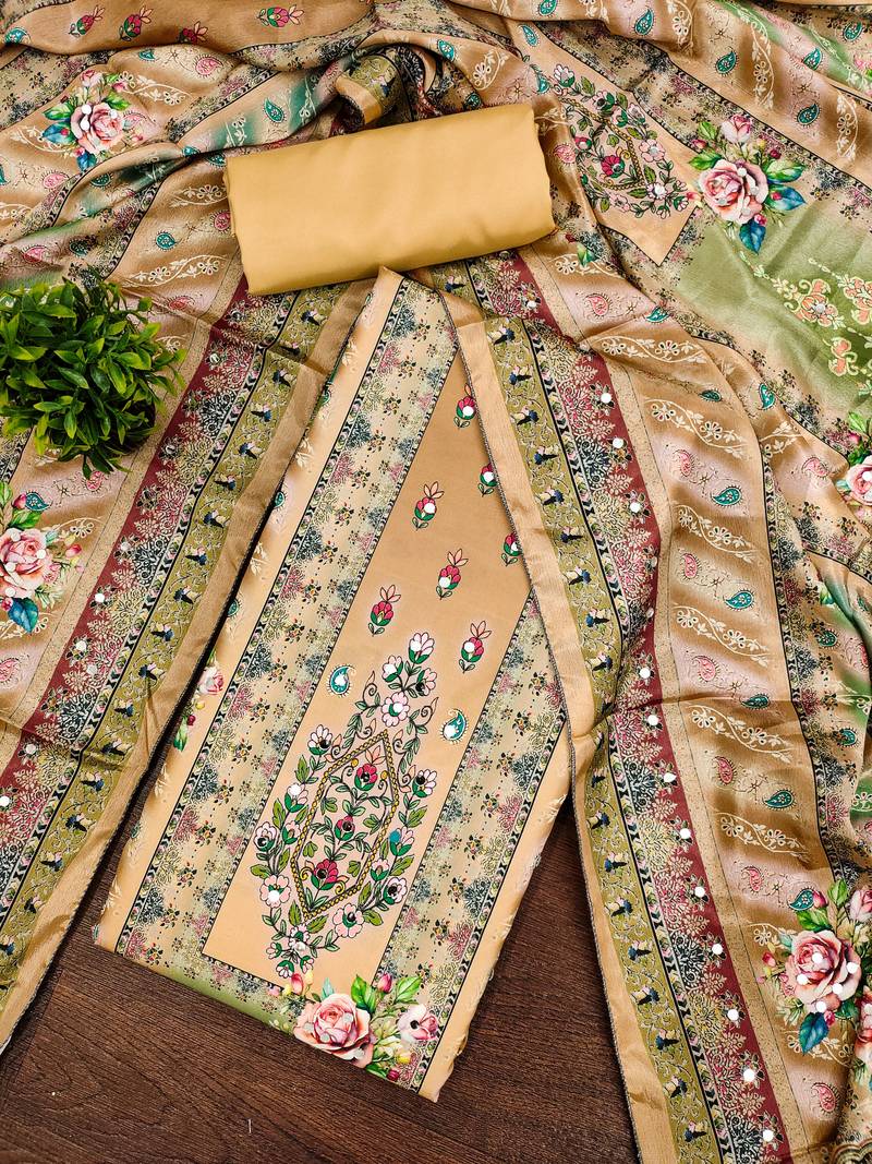 Women's multi designer print muslin dress material