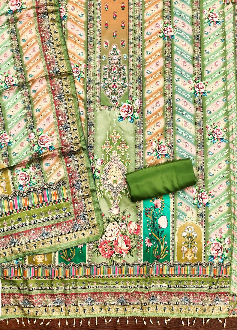 Women's multi designer print muslin cotton dress material