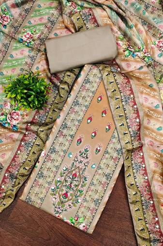 Women's multi designer print muslin cotton dress material