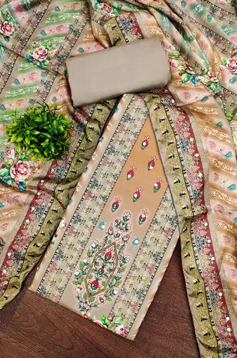 Women's multi designer print muslin cotton dress material