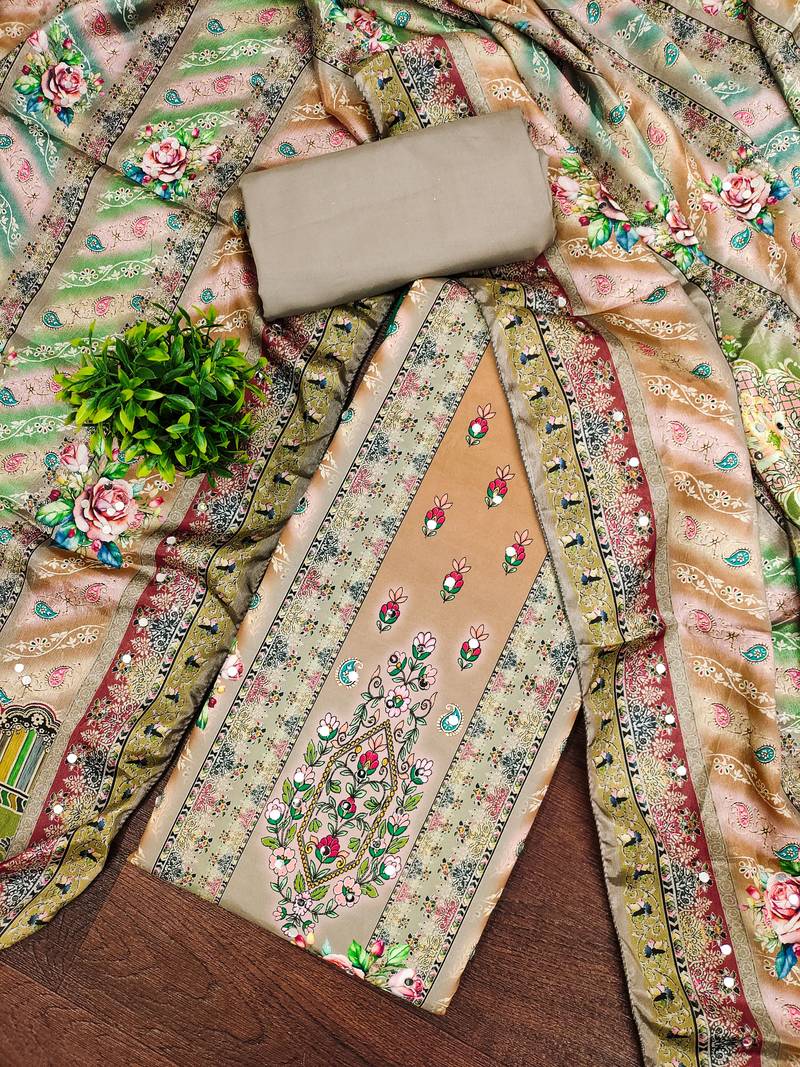 Women's multi designer print muslin cotton dress material