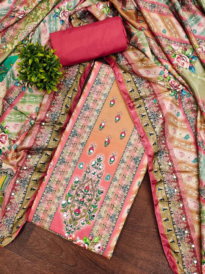 Women's multi designer print muslin cotton dress material