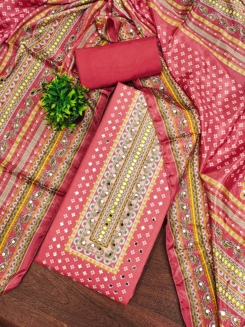 Women's multi designer print muslin cotton dress material