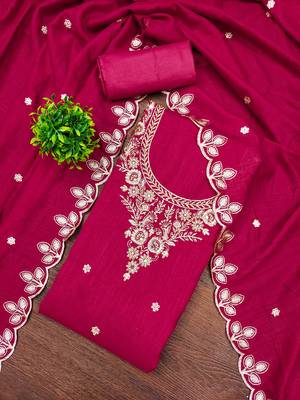  pink embroidery cotton dress material 1