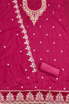  pink embroidery cotton dress material 2
