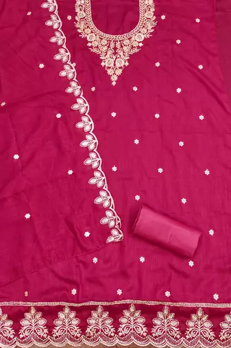  pink embroidery cotton dress material