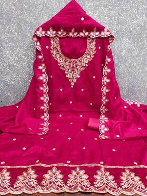  pink embroidery cotton dress material 3
