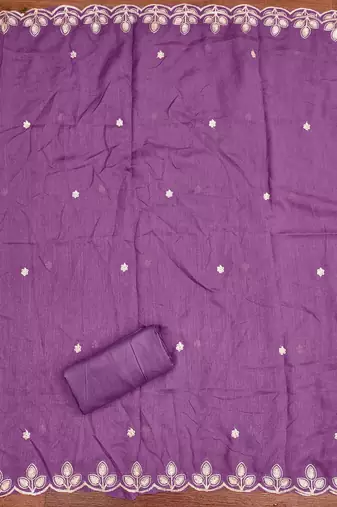  purple embroidery vichitra cotton dress material