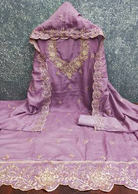  levender embroidery vichitra cotton dress material 3