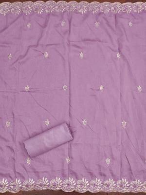  levender embroidery vichitra cotton dress material 4