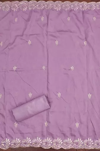  levender embroidery vichitra cotton dress material