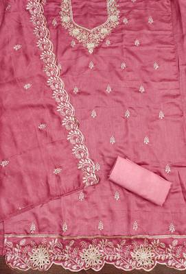  embroidery vichitra cotton dress material 2