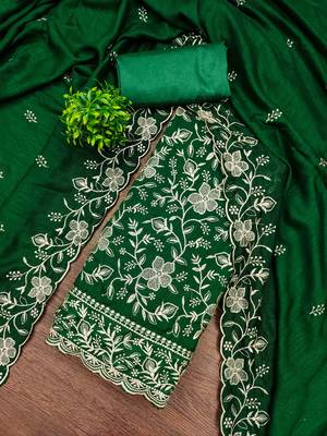  green embroidery vichitra cotton dress material 1