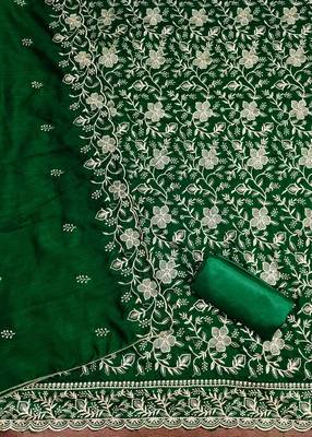 green embroidery vichitra cotton dress material 2