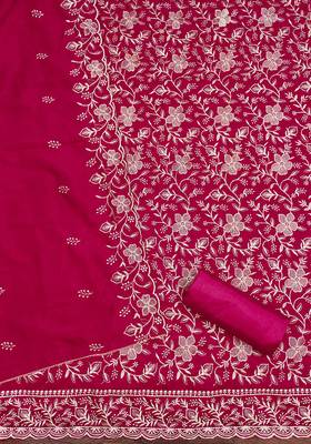  magenta embroidery vichitra cotton dress material 2