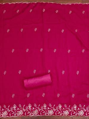  magenta embroidery vichitra cotton dress material 4