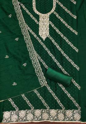  green embroidery vichitra cotton dress material 2