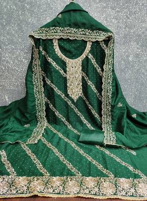  green embroidery vichitra cotton dress material 3