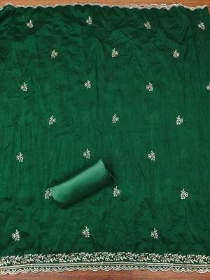  green embroidery vichitra cotton dress material 4