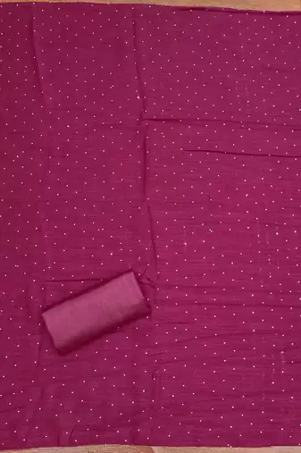  magenta embroidery vichitra cotton dress material