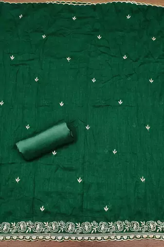  green embroidery vichitra cotton dress material