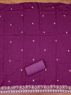  purple embroidery vichitra cotton dress material 4