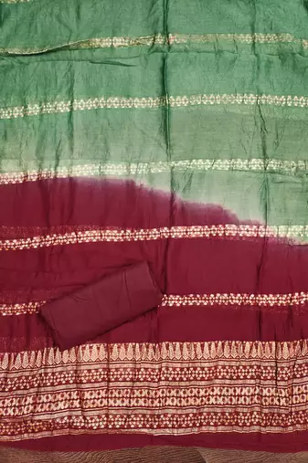  green embroidery slub cotton dress material