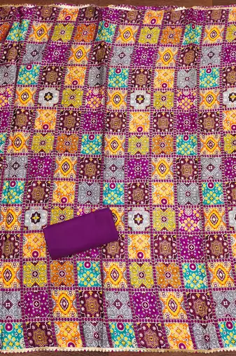  levender embroidery slub cotton dress material
