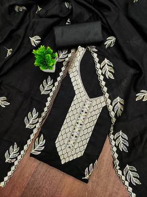  black embroidery vichitra cotton dress material 1