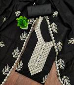 Women's black embroidery vichitra cotton dress material