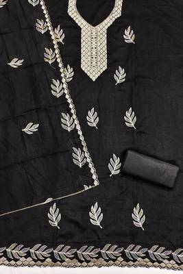  black embroidery vichitra cotton dress material 2