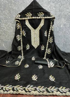  black embroidery vichitra cotton dress material 3