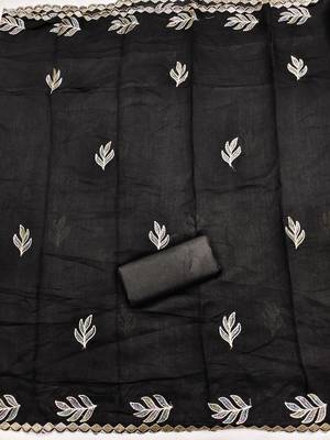  black embroidery vichitra cotton dress material 4