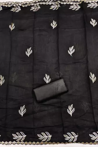  black embroidery vichitra cotton dress material
