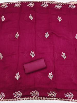  magenta embroidery vichitra cotton dress material 4