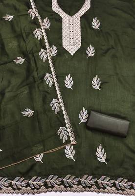  green embroidery vichitra cotton dress material 2