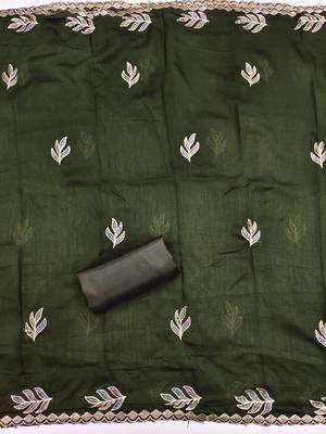 green embroidery vichitra cotton dress material 4