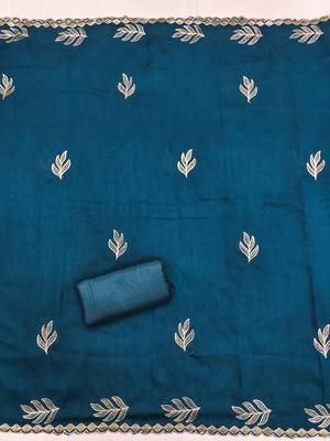  blue embroidery vichitra cotton dress material 4
