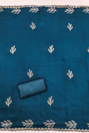  blue embroidery vichitra cotton dress material