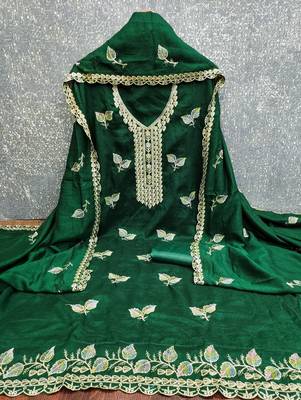 green embroidery vichitra cotton dress material 3
