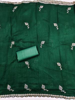  green embroidery vichitra cotton dress material 4