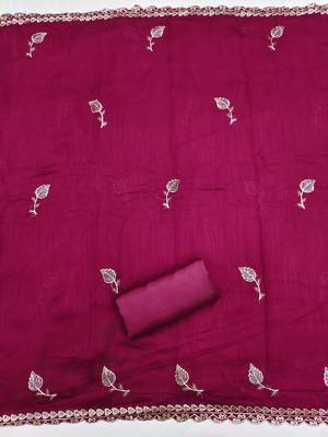  magenta embroidery vichitra cotton dress material 4